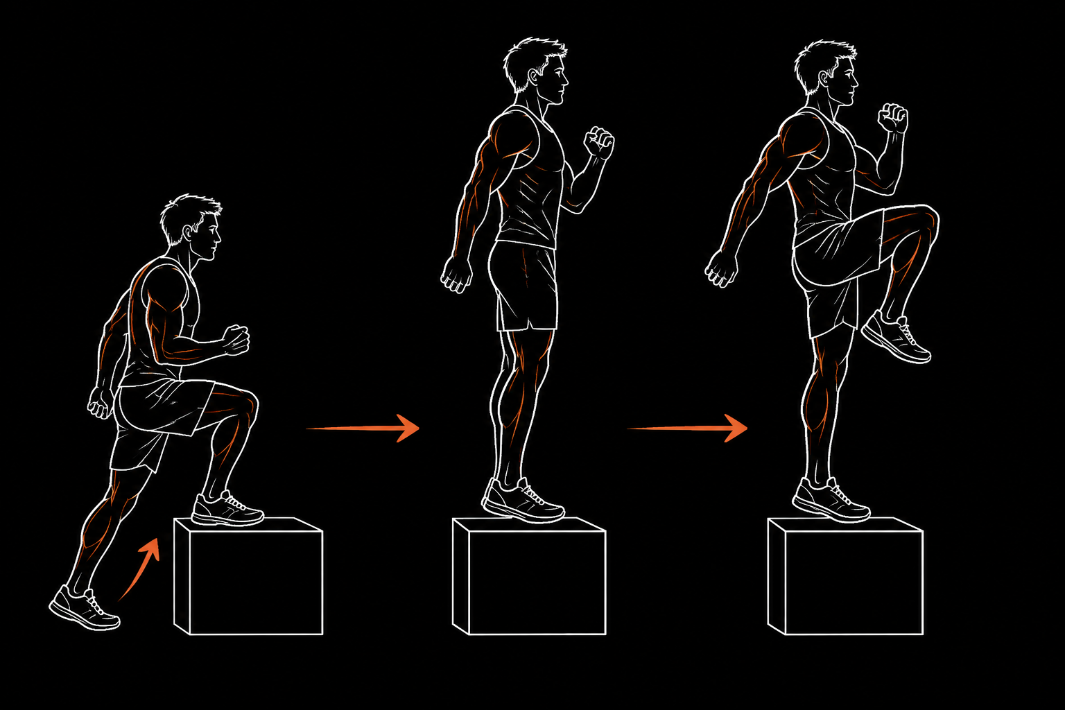 Boceto: step-up con ataque de rodilla